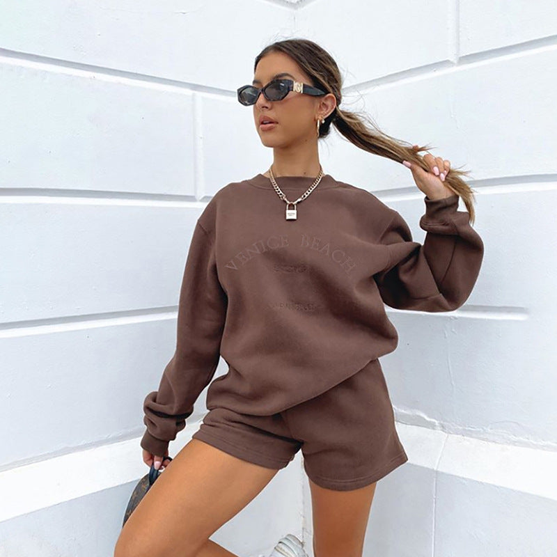 Embroidered Fleece Thick Casual Sweater