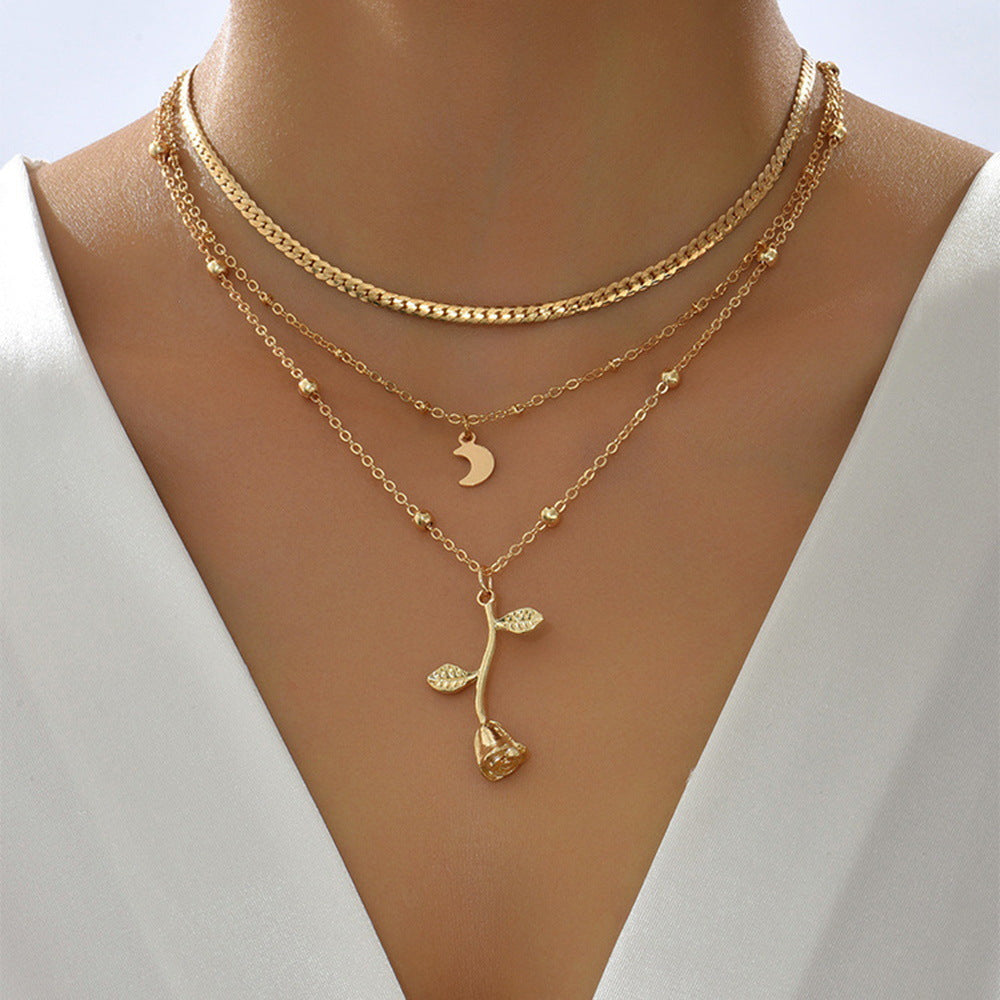 Bohemia Multilayer Moon Pendant Necklaces