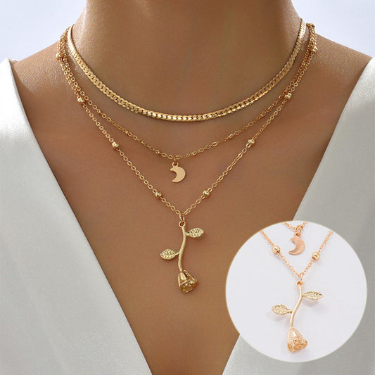 Bohemia Multilayer Moon Pendant Necklaces